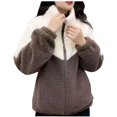 thumbnail image 2 of Hvyesh Winter Fleece Jackets for Women Plus Size Full Zip Sherpa Coat Trendy Color Block Plush Winter Jackets, 2 of 4