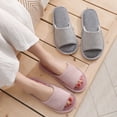thumbnail image 3 of Sandalias y pantuflas de lino de rayas de primavera y verano para parejas de hombres y mujeres, pantuflas y pantuflas de interior gruesas, pantuflas de piso de madera silenciosas, 3 of 6