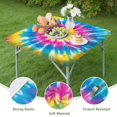 thumbnail image 4 of Colorful Rainbow Tie Dye Spiral Pattern Square Fitted Tablecloth with Elastic Edge,Square Table Cover,Washable Elastic Table Cover for Home Kitchen Party Decor 34"x34", 4 of 6