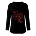 thumbnail image 4 of Camiseta de manga larga con estampado de día de San Valentín con cuello en V informal para mujer a la moda Fridja FKASFK4116, 4 of 4