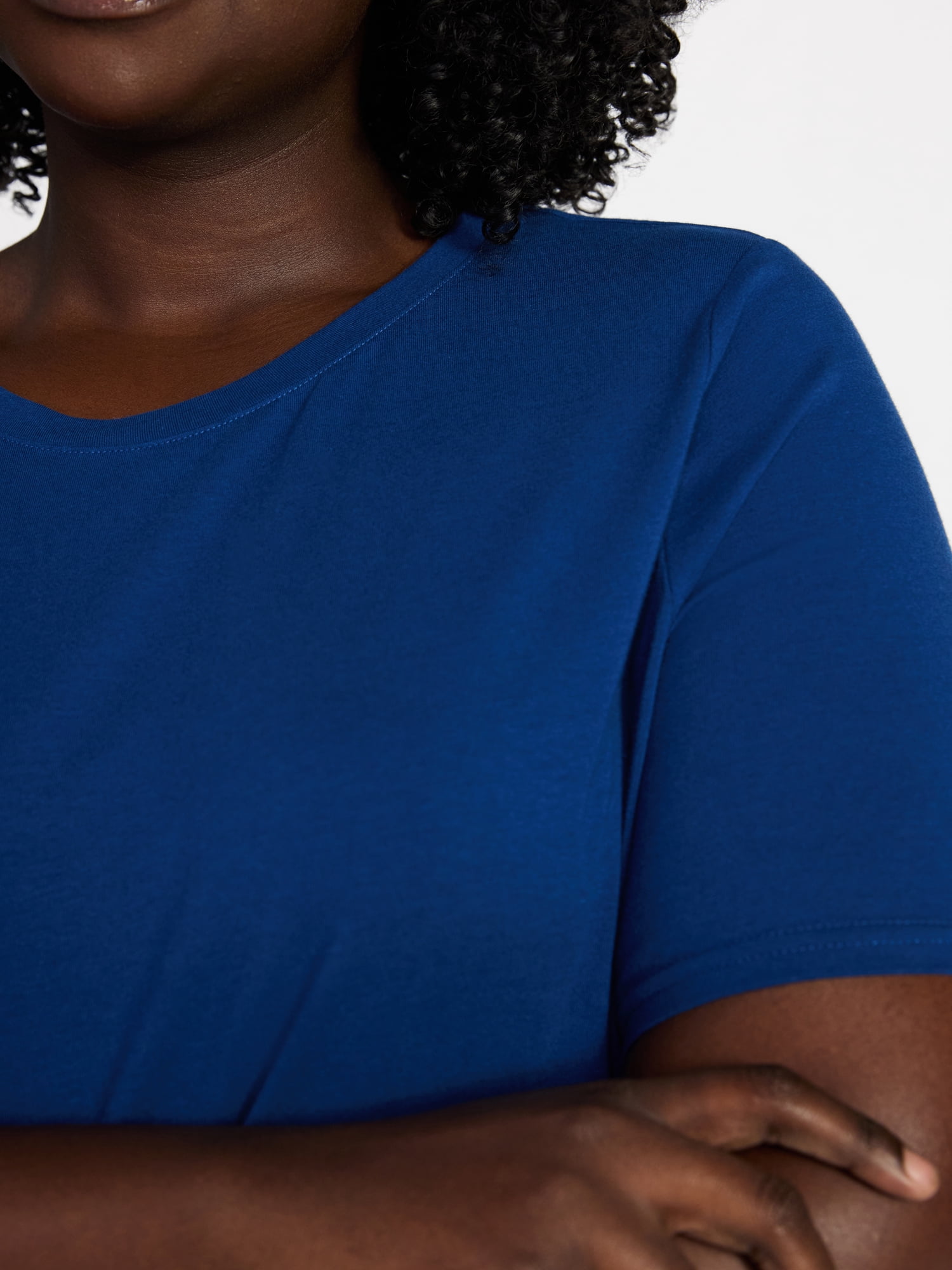 Terra & Sky Women's Plus Size Crewneck Tee with Short Sleeves, Sizes 0X-5X