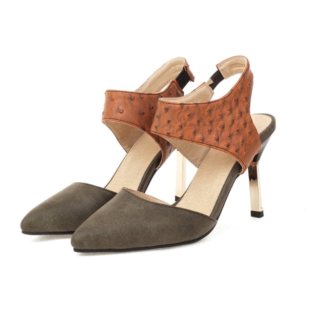 Zapatos de mujer Sandalias con banda elástica Súper tacón alto Punta puntiaguda Casual Stilettos a cuadros Wmkox8yii hfjk4234