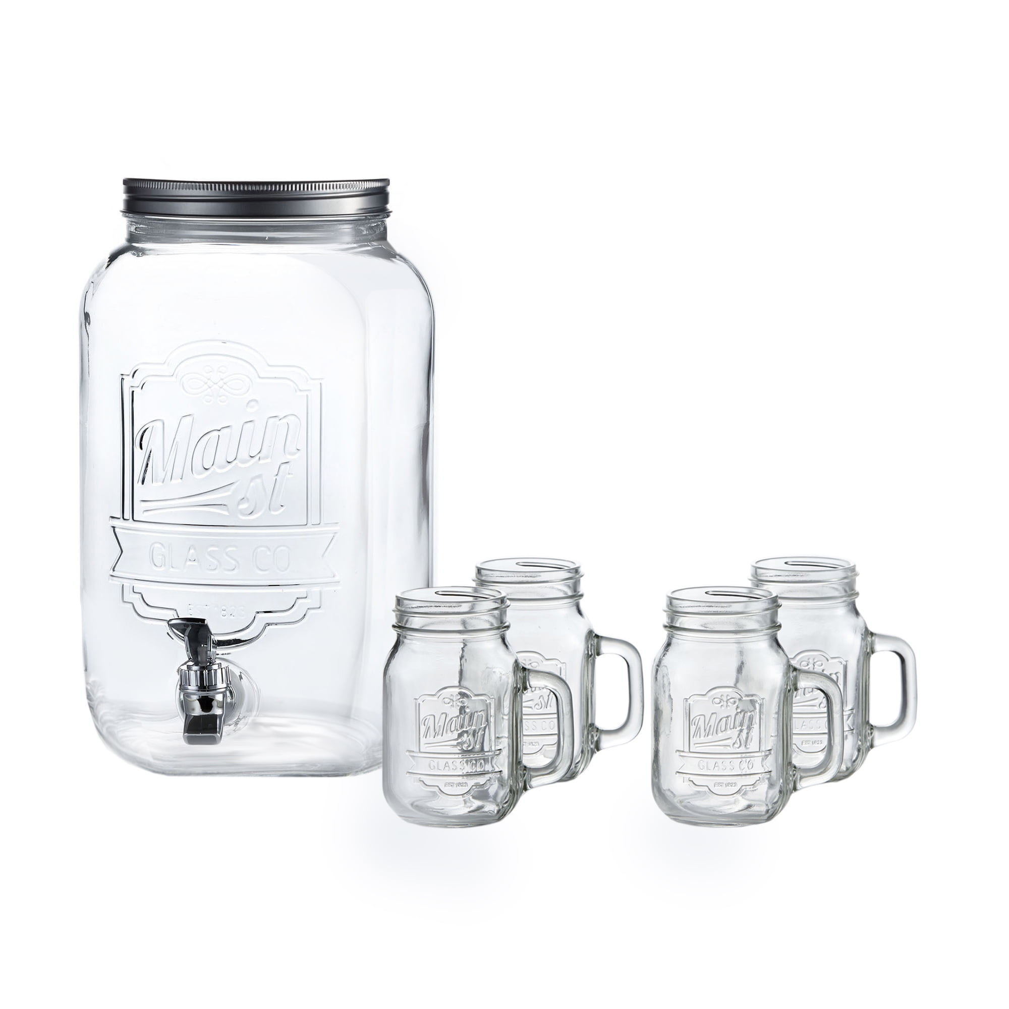 Beverage Dispenser 2 Gallon With 4 Jars