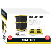 Ramtuff 4 Pack Stackable Storage Container and 4 Pack Connectable Moving Dolly
