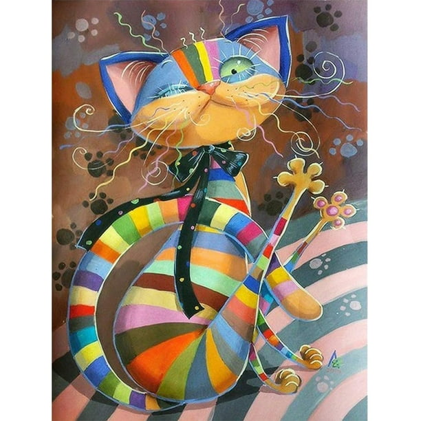 Pintura de diamante (DE6538) 5D DIY Color Cat Animal Kits Square Rhinestone 30x40cm FLhrweasw Nuevo