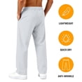 thumbnail image 4 of Dwelliawo Mens Workout Pants, Elastic Waist Drawstring Straight Leg Casual Pants, Lightweight Quick Dry Lounge Pants For Outdoor White M, 4 of 5