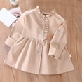 thumbnail image 2 of Diufon Cotton Dresses for Babys Girls Solid Color Pleated Dress Ruffle Collar Long Sleeve A-Line Dress, 2 of 3