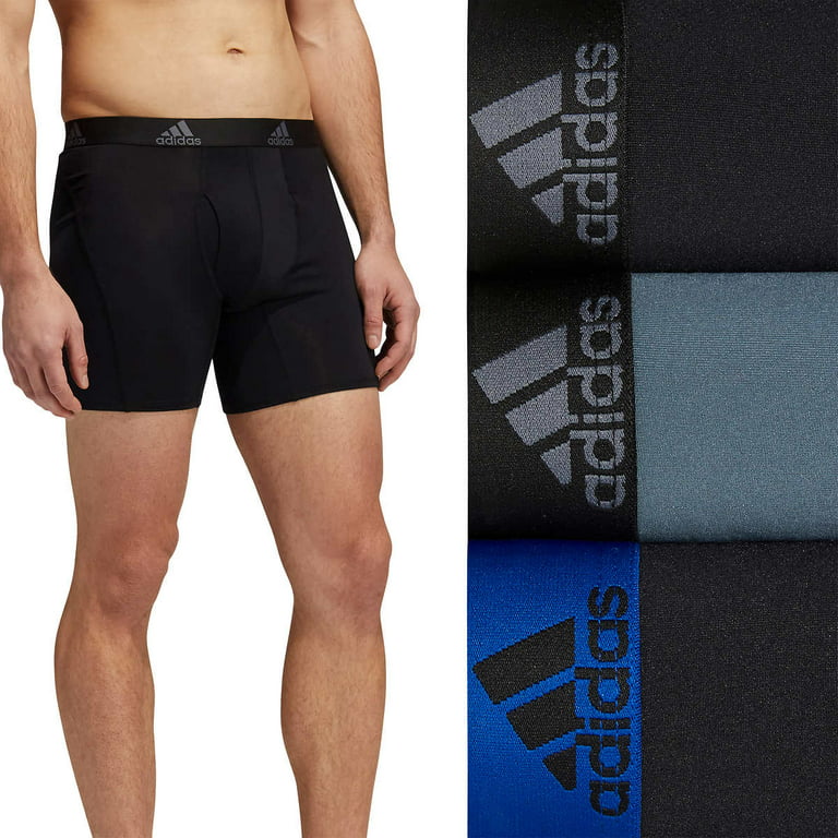 Adidas Men's Performance Boxer Brief Underwear (3-Pack) Black Grey Blue L 