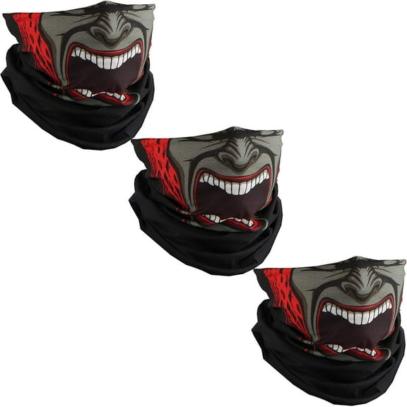 Motique Accessories Seamless Face Mask Neck Gaiter Vampire Skulls for Adult Men (Set of 3)