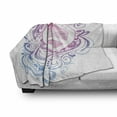 thumbnail image 3 of Groovy Soft Flannel Fleece Throw Blanket, Classic Hand Drawn Style Peace Sign and Swirls Freedom Change Hope Roll, Cozy Plush for Indoor and Outdoor Use, 60" x 80", Pink Blue White, by Ambesonne, 3 of 6