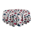 thumbnail image 5 of Red White Blue Baseballs and Stars Pattern Round Tablecloth 60"x60",Wrinkle Wipeable Table Cloth for Kitchen Dining Room Picnic Patio Party, 5 of 6
