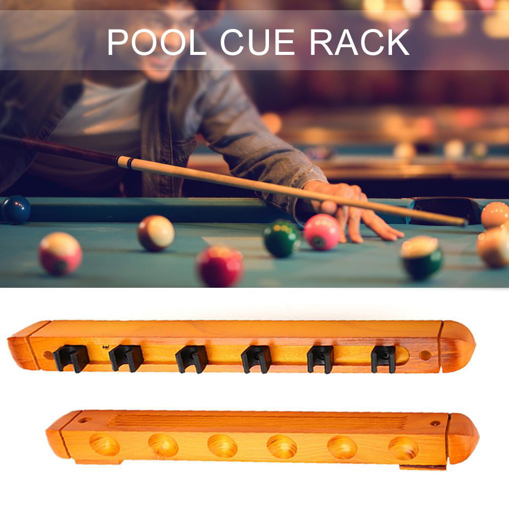 6 Clips Snooker Pool Cue Wall Mounted Rack Stick Holder Billiard Game Room 