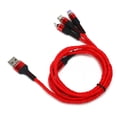 thumbnail image 4 of Cable de carga USB 3 en 1 Cable USB de carga rápida para puertos IOS/Tipo C/Micro USB Rojo, 4 of 10