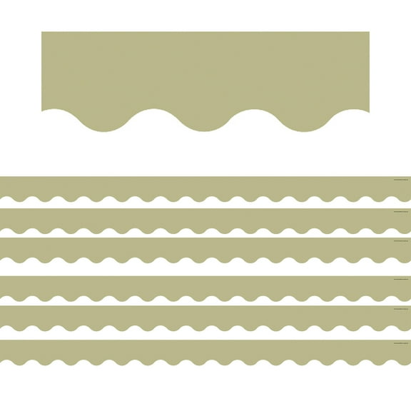 Teacher Created Resources Olive Green Scalloped Border Trim, 35 Feet Per Pack, 6 Packs