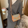 thumbnail image 3 of Bolso de mano con solapa retro para mujer, bolso de mensajero a cuadros de PU (marrón claro) Likrtyny Para estrenar, 3 of 9