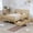 Natural, variant on Twin Size Platform Bed with Short Fence and Drawers for Storage, Wood Bed Frame with Headboard for Small Space, Wood Slats and No Box Spring Needed, Walnut