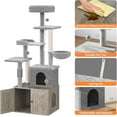 thumbnail image 4 of Cat Tree with Litter Box Enclosure, 2-in-1 Modern Cat Tower with Scratching Posts, Multiple Platform and Large Condo, Multilevel Indoor Kitten House, Grey, 4 of 7