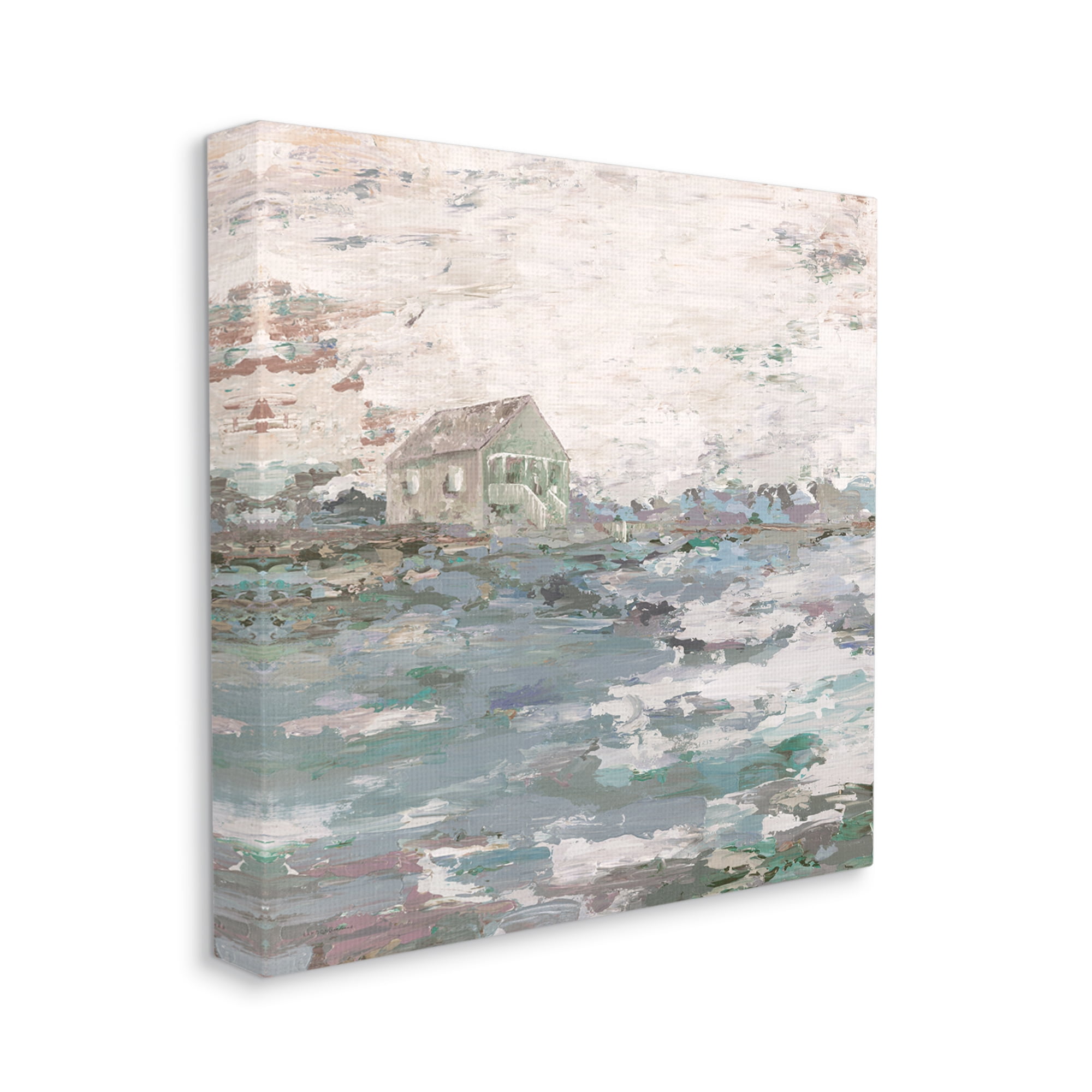 Stupell Industries Mysterious Abstract Landscape Lone House Rural Field Painting Gallery Wrapped Canvas Print Wall Art, Design by Kamdon Kreations