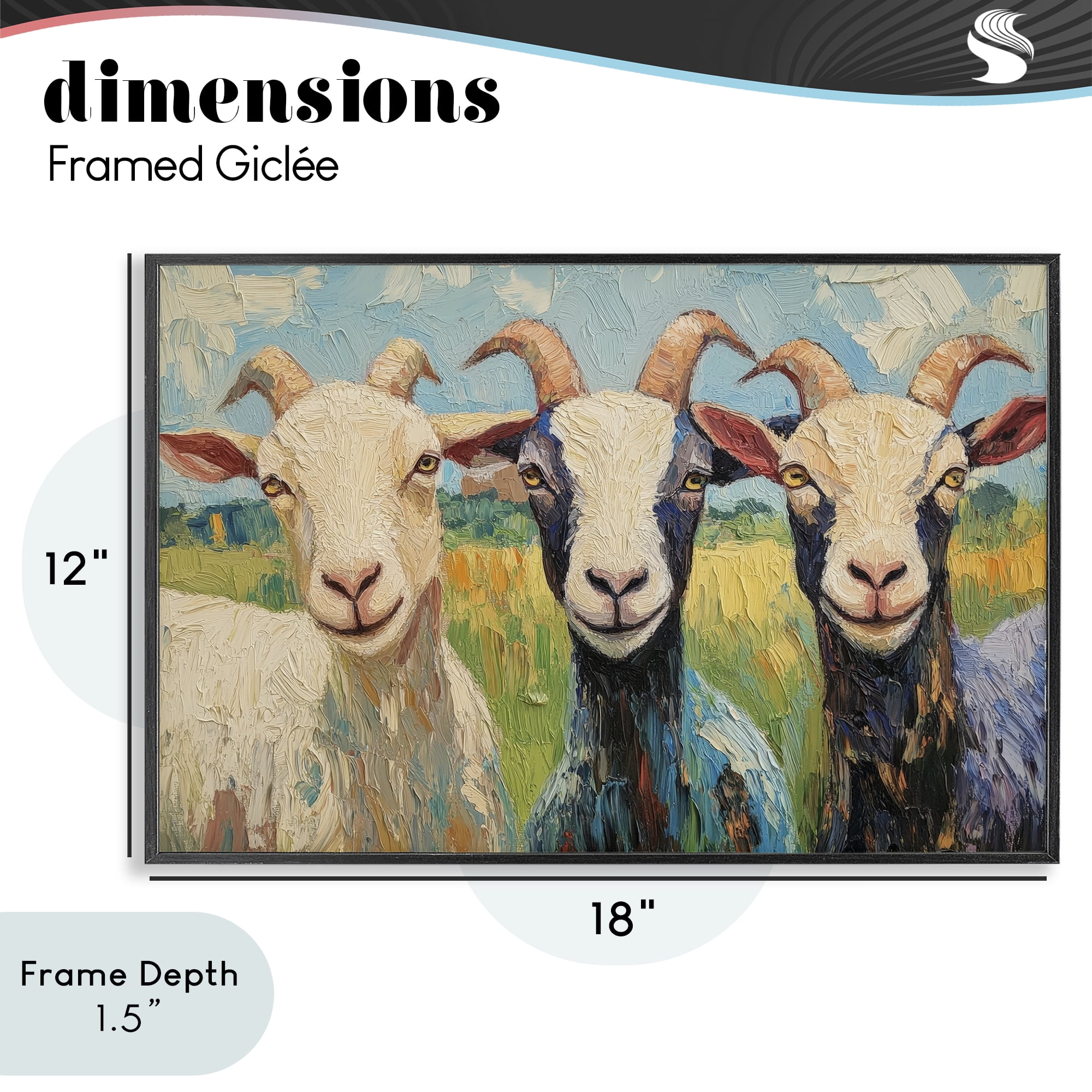 Stupell Industries Billy Goats in Bright Pasture Black Framed Giclee Art, design by Petal Prints Design