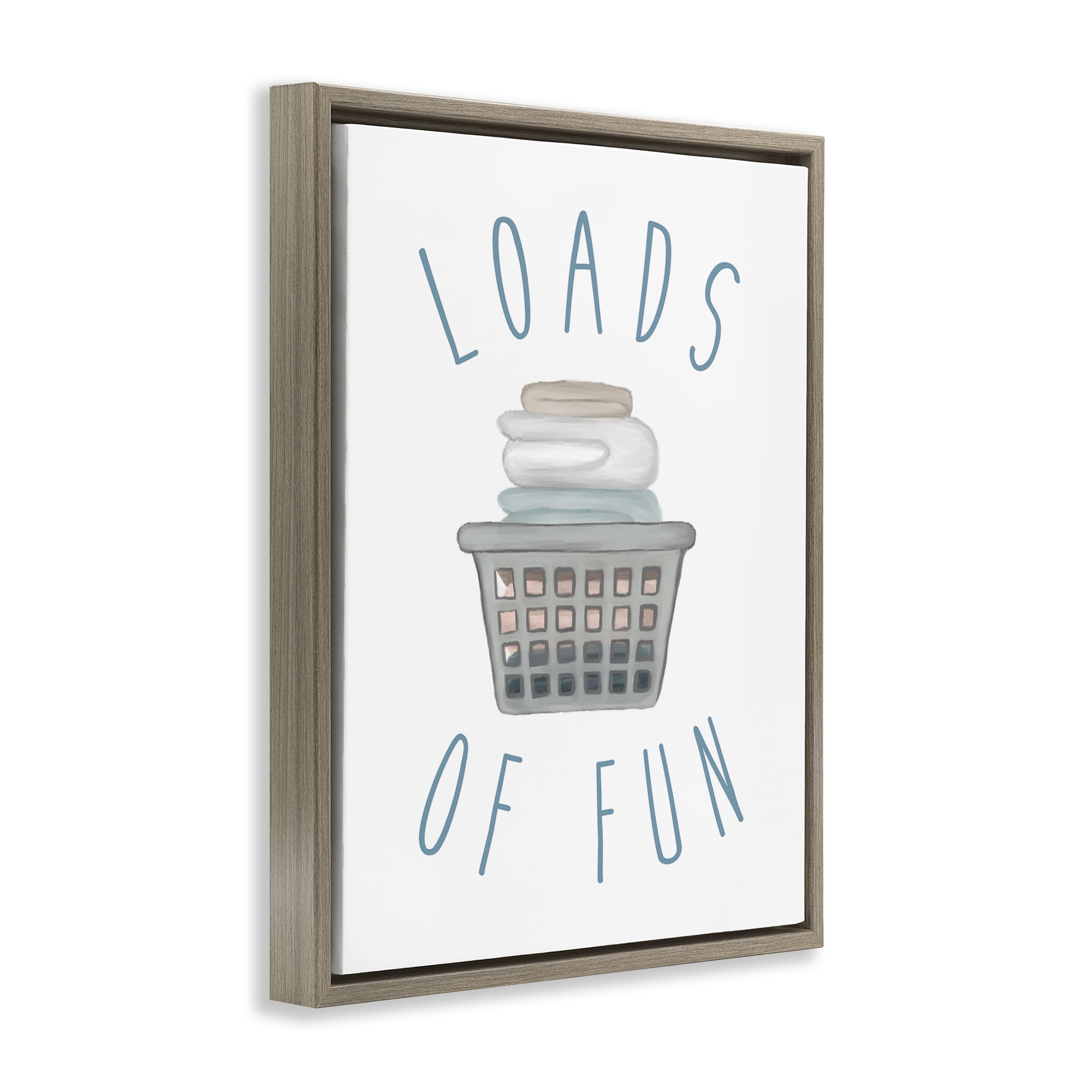 Stupell Industries Loads Of Fun Laundry Basket Brown Framed Floater Canvas Wall Art, design by Elizabeth Medley