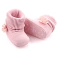 thumbnail image 2 of Dakaela 0-18M Baby Booties Newborn Infant Knit Sock Shoes Toddler Boys Girls Winter Warm Unisex First Walkers Ankle Crib Slippers Pink, 2 of 5