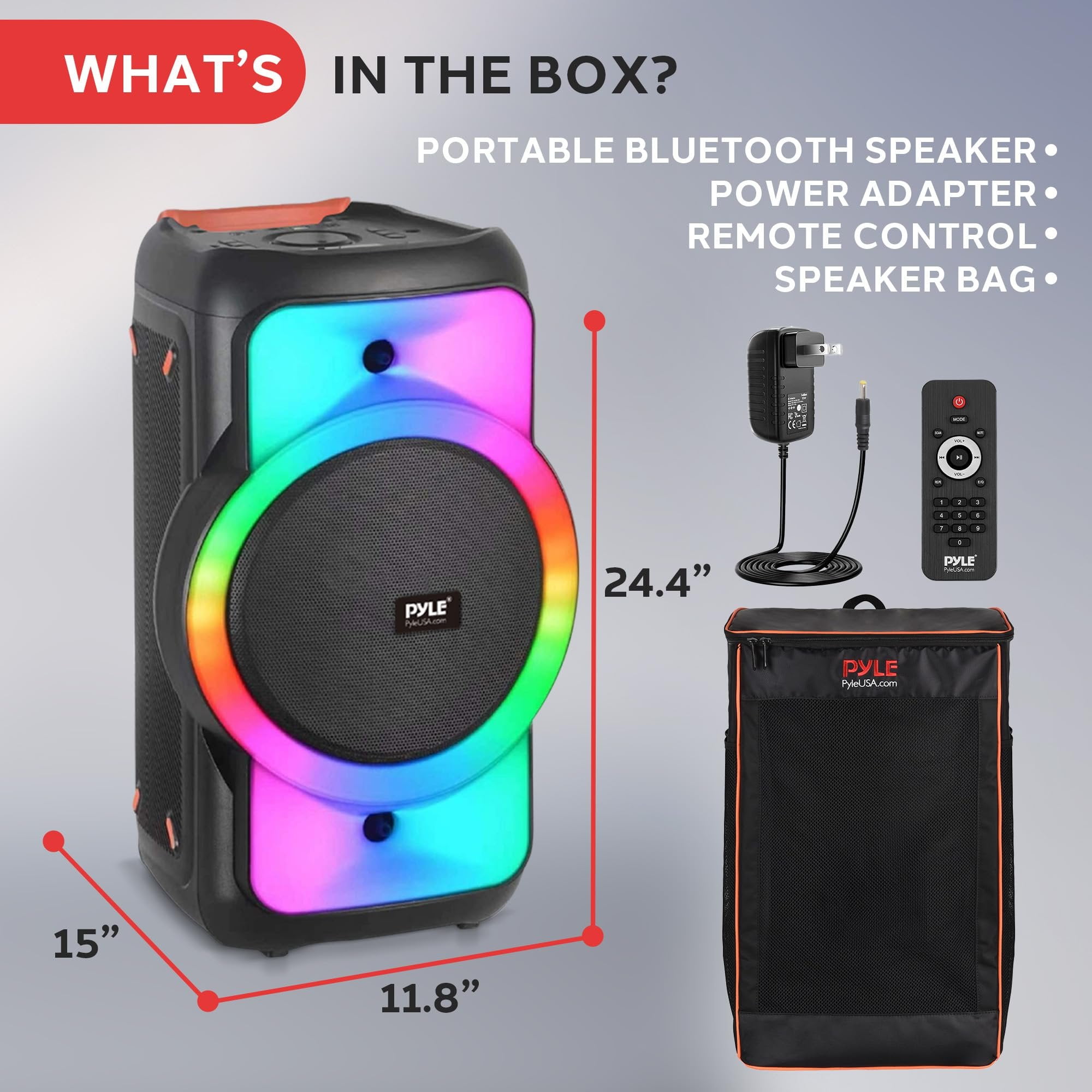 Pyle Audio Large Bluetooth Party Speaker - Big Bluetooth Speaker with True Wireless Stereo System - Enjoy Powerful Bass and Clear Treble - Big Speaker with Carry Bag - PPHP1979BG - 160W