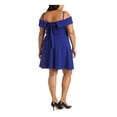 thumbnail image 2 of MORGAN & CO Womens Navy Stretch Zippered Tie Short Sleeve Off Shoulder Above The Knee Formal Fit + Flare Dress Plus 18W, 2 of 2