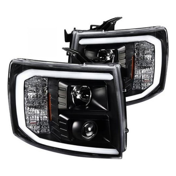 Spec D Tuning 2LHP-SIV07JM-G2-TM LED Bar Projector Head Lights for 2007-2013 Chevy Silverado - Black