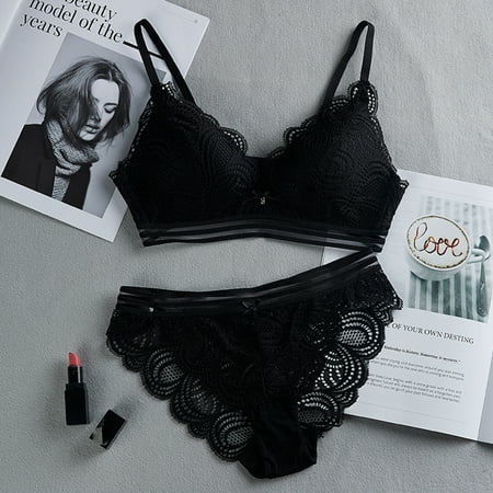 

Sexy No Steel Ring Bra Lace Floral Women Briefs Underwear Triangle Cup