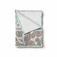 thumbnail image 2 of Tribal Soft Flannel Fleece Throw Blanket, Paisley Patterns in Native in Mixed Pattern Floral Design, Cozy Plush for Indoor and Outdoor Use, 70" x 90", Cream Aqua and Coral, by Ambesonne, 2 of 6