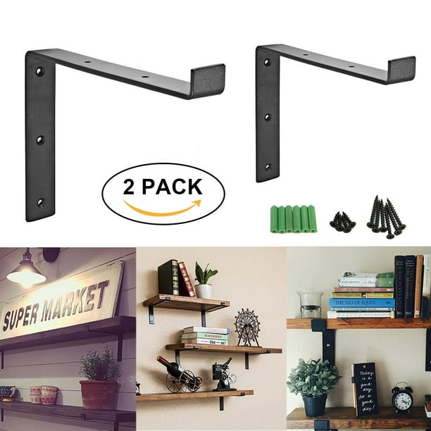 Set of 4 Metal Floating Shelf Brackets, Industrial Handcrafted