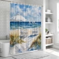 thumbnail image 6 of Xipuska Nautical Wave Blue Shower Curtain - Water Repellent Fabric Shower Curtains Washable, Coastal Ocean Oil Painted Plant Decorative Polyester Cloth Bathroom Curtains Modern Bath Decor 66"x72", 6 of 6