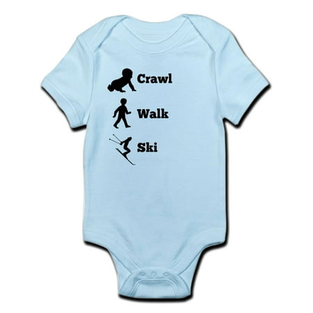 CafePress - Crawl Walk Ski Body Suit - Baby Light