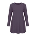 thumbnail image 6 of Ohufall Plus Size Nightgowns for Women Round Neck Solid Color Sleepshirt Loose Comfy Long Sleeve Fashion Night Dress, 6 of 6