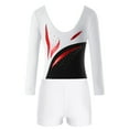 thumbnail image 4 of YONGHS Kids Girls Shiny Diamond Ballet Dancewear Long Sleeve Gymnastics Leotard with Shorts Set White 10, 4 of 6