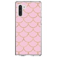 thumbnail image 1 of DistinctInk Clear Shockproof Hybrid Case for Samsung Galaxy Note 10 (6.3" Screen) - TPU Bumper, Acrylic Back, Tempered Glass Screen Protector - Pink & Gold Print - Scalloped Pattern, 1 of 1