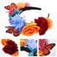 thumbnail image 2 of Diadema de mariposa con flores de carnaval, accesorio floral para festivales, disfraz de Halloween, elegante decoración para el cabello para mujeres, 2 of 8