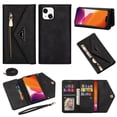 thumbnail image 1 of For iPhone 13/14 6.1" Wallet Case,Women/Men A Multi-Card Slot Card Holder Premium Folio Flip Leather Protective Zipper Pocket Purse Wallet Case With Hand Strap and Shoulder Strap Case, 1 of 12