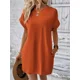 thumbnail image 1 of Vestido corto de verano con bolsillos laterales para mujer, traje de estilo coreano con cuello redondo, cómodo e informal, Color liso, 1 of 5