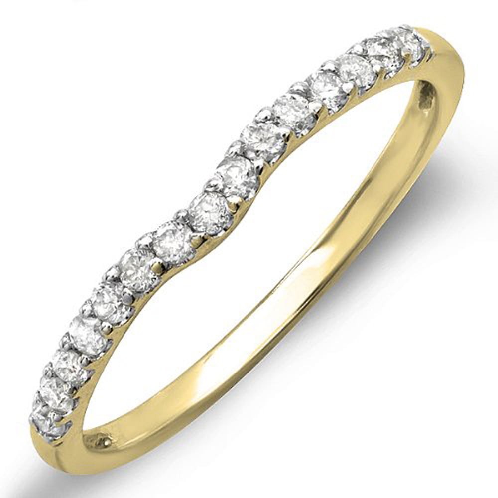 14K Gold Round White Diamond Anniversary Wedding Ring Matching Band 1/4 CT ctw Dazzlingrock Collection 0.25 Carat 