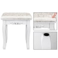 thumbnail image 3 of Ktaxon Vanity Stool Makeup Bench Dressing Stools Retro Wave Solid Pine Wood Legs Cushioned Chair Piano Seat Bedroom,White, 3 of 6