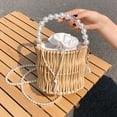 thumbnail image 4 of Runquan Chic Woven Handbag Large Top Handle Big Capacity Round Pearl Chain Shoulder Bags, 4 of 8