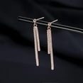 thumbnail image 4 of Sterling Silver Crystal Rhinestone Linear Drop Earrings for Women Teens CZ Long Dangle Earrings Tassel Chain Studs, 4 of 12
