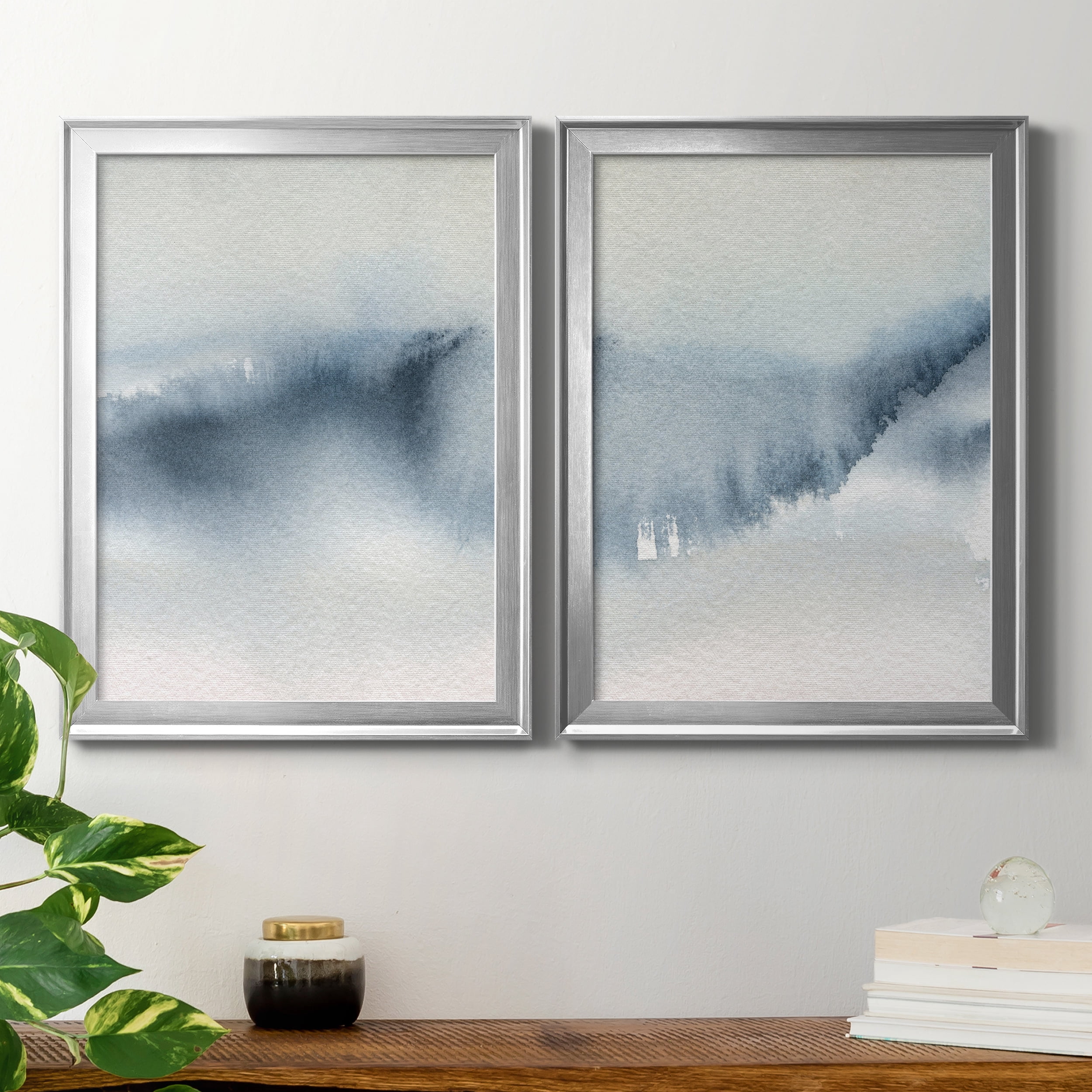2 Piece Set Summer Rain I Premium Framed Canvas - Ready to Hang - 22.5 x 30.5 Each - Silver Frame