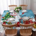 thumbnail image 3 of Dark Blue Snowman Christmas Table Cloth Waterproof Tablecloths, Gifts Xmas Tree Winter Snowflake Tablecloth Dining Table Cover for Kitchen Party Tabletop Outdoor, Rectangle Tablecloth 52x70 Inch, 3 of 9