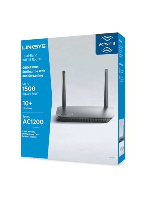 Linksys AC1200 Wi-Fi Router, 5 Ports, Dual-Band 2.4 GHz/5 GHz (E5400)