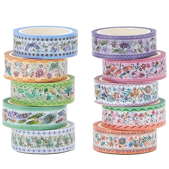 YUBX Embroidered Pattern Washi Tape Set 10 Rolls Lace Arts Decorative Tapes