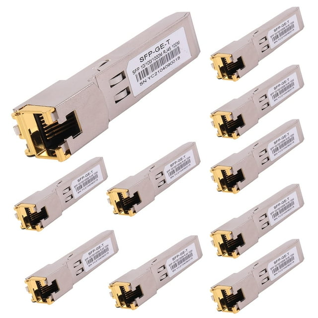 10 Pcs 1000BASE-T Gigabit SFP vers RJ45 Ethernet Cuivre Émetteur-Récepteur Modulaire pour Cisco, Meraki, Ubiquiti, D/TP Link, Supermicro, Netgear, Broadcom, 1.25G SFP-T CAT5E/CAT6 jusqu'à 100m Mikrotik S-RJ01