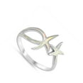 thumbnail image 4 of CHOOSE YOUR COLOR White Simulated Opal Dainty Knuckle Starfish Joint 925 Sterling Silver Ring CZ Female Size 9, 4 of 4