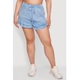 thumbnail image 3 of Women's Plus Size Acid Wash Ruffle Trim Shorts, 3 of 4